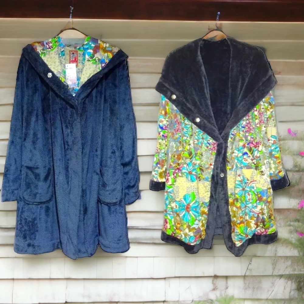 Johnny Was 🔥 HOST PICK 🔥Reversible Long Hooded Cardigan Small Gray SOFT Cozy